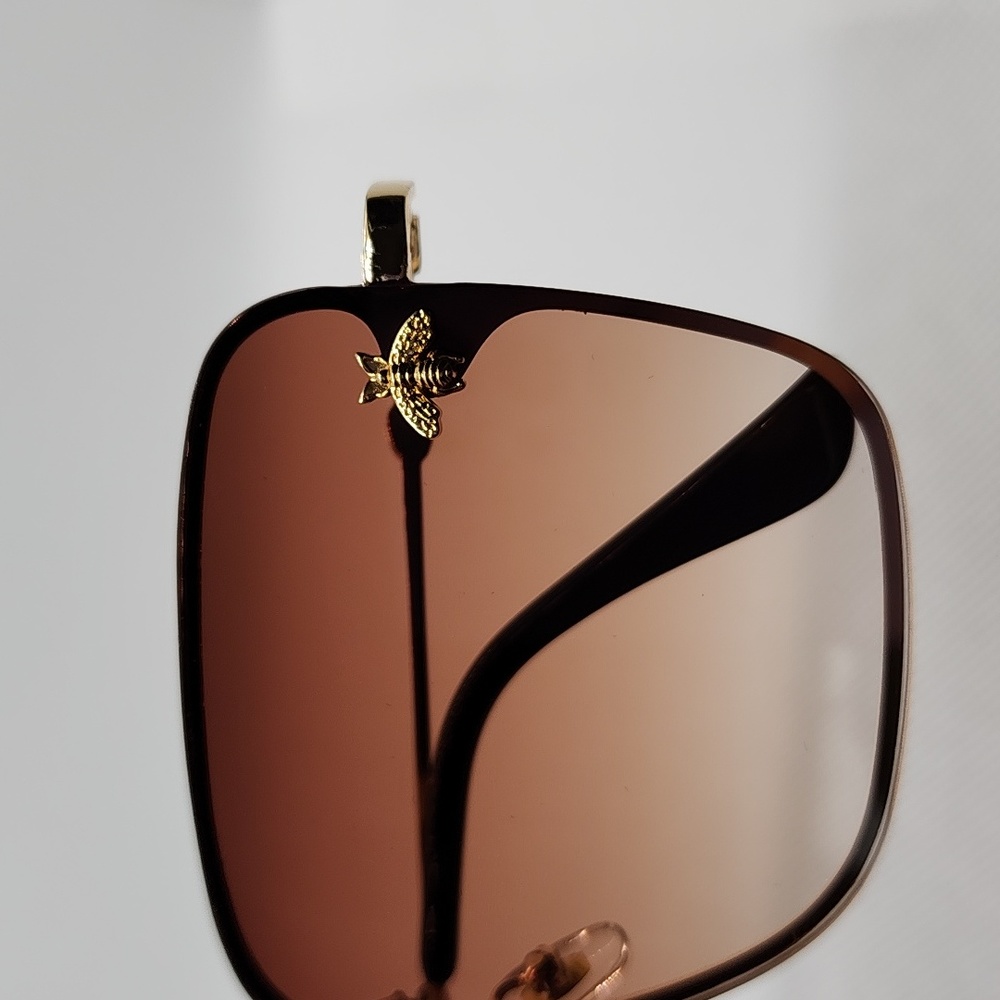 Rimless Bee Gradient Color Lens Oversize Sunglasses - Picture 8 of 10